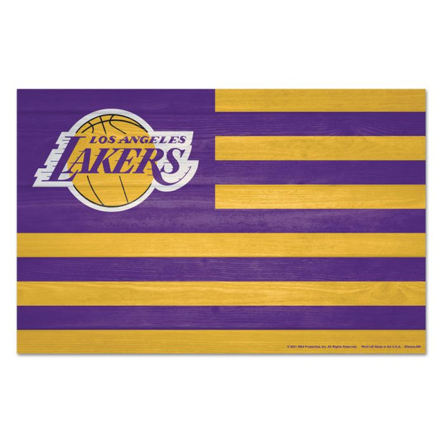 Letrero de madera de Los Angeles Lakers de 11" x 17" y 1/4" de grosor