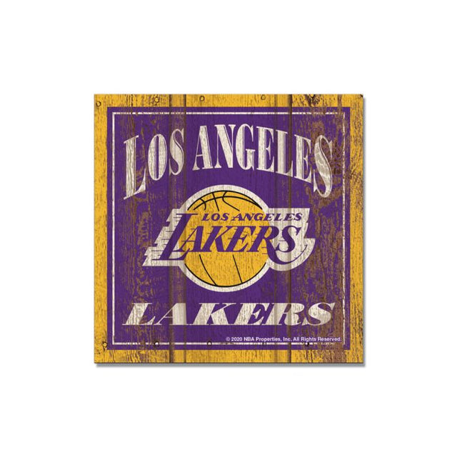 Imán de madera de Los Angeles Lakers de 3" x 3"