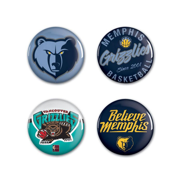 Memphis Grizzlies Button 4 Pack 1 1/4" Rnd