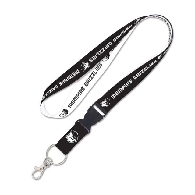 Memphis Grizzlies black and white Lanyard w/detachable buckle 1"