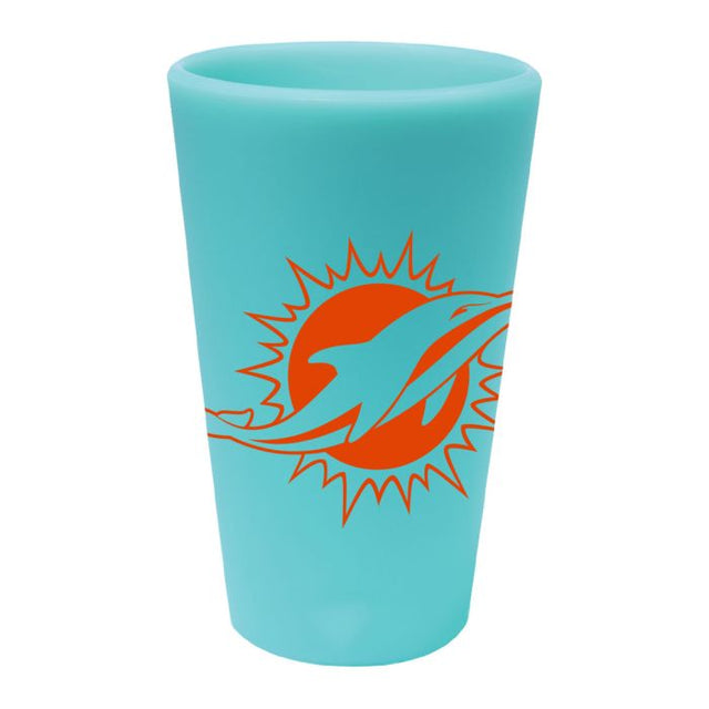 Vaso de pinta de silicona de 16 oz de Miami Dolphins Aqua