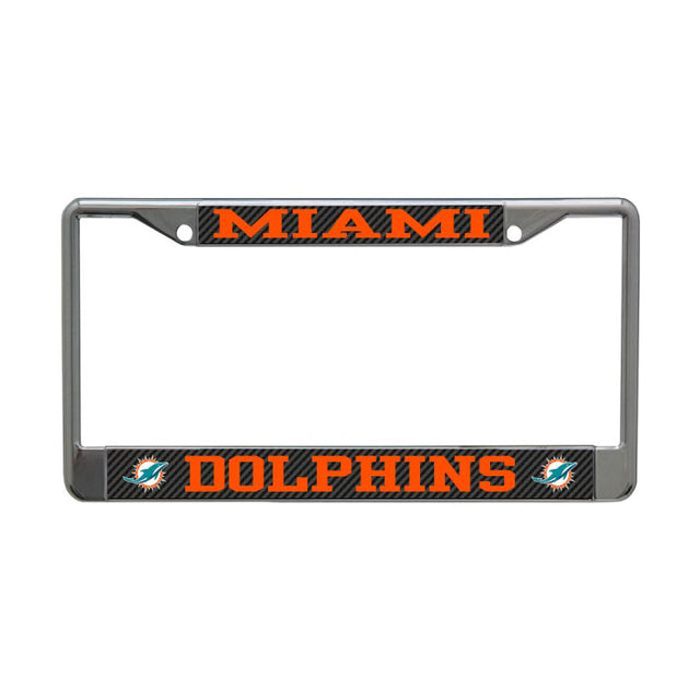 Miami Dolphins CARBON Lic Plt Frame S/L Printed