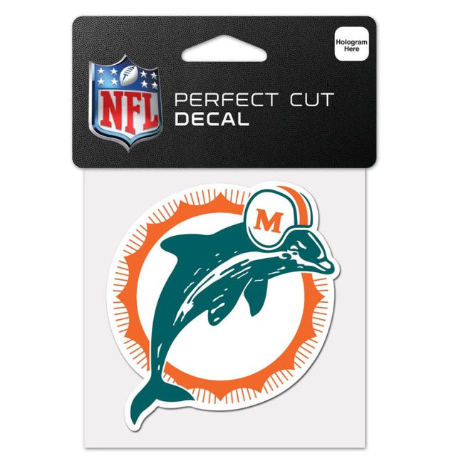 Calcomanía de color de corte perfecto RETRO con logotipo clásico de los Miami Dolphins, 4" x 4"