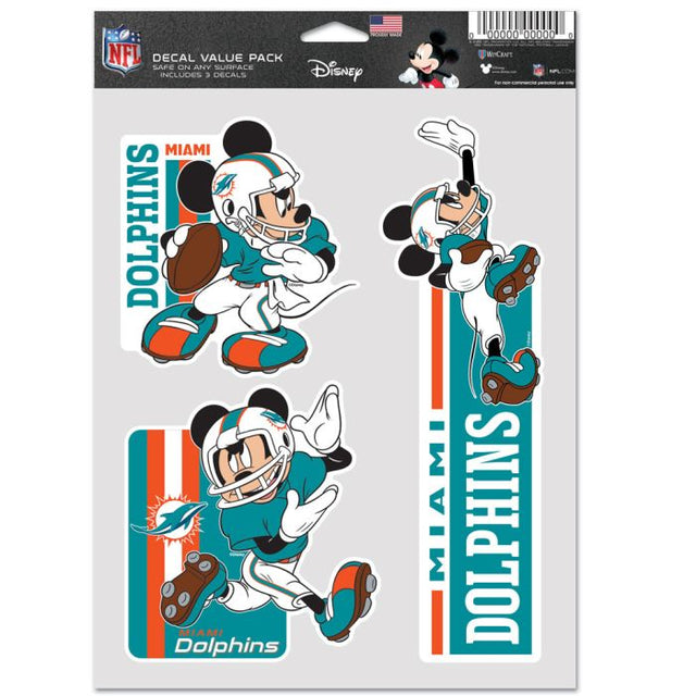 Paquete de 3 ventiladores multiusos de los Miami Dolphins y Disney Mickey Mouse