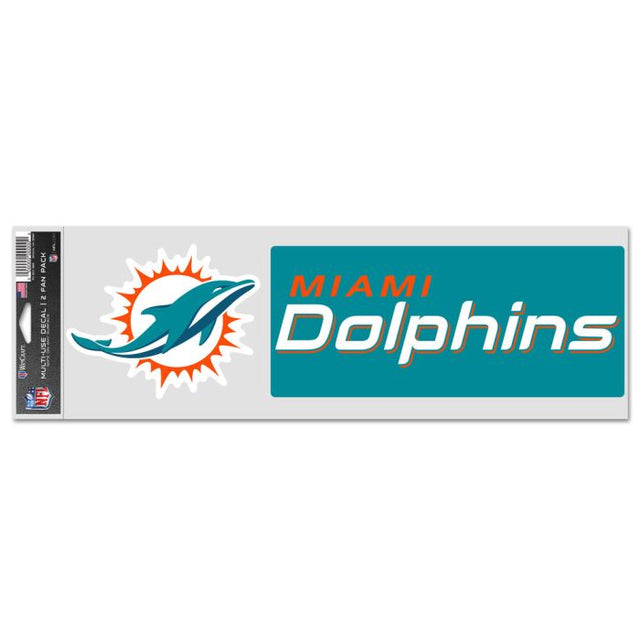 Calcomanías para fanáticos de los Miami Dolphins de 3,75" x 12"