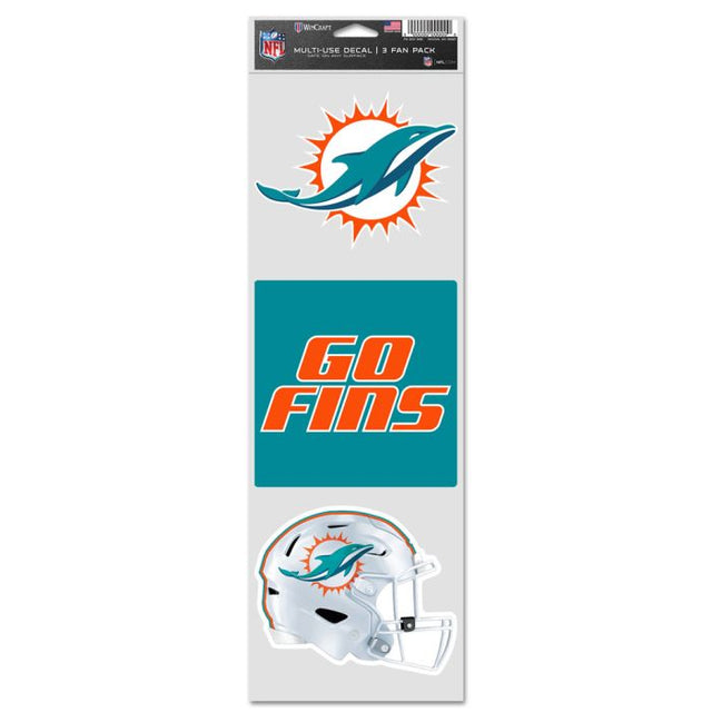 Calcomanías para fanáticos de los Miami Dolphins de 3,75" x 12"