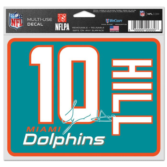 Calcomanías para fanáticos de los Miami Dolphins de 5" x 6" de Tyreek Hill