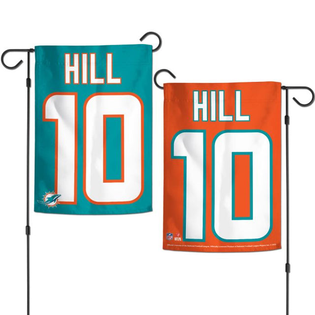 Banderas de jardín de los Miami Dolphins, de 2 lados, 12,5" x 18", Tyreek Hill