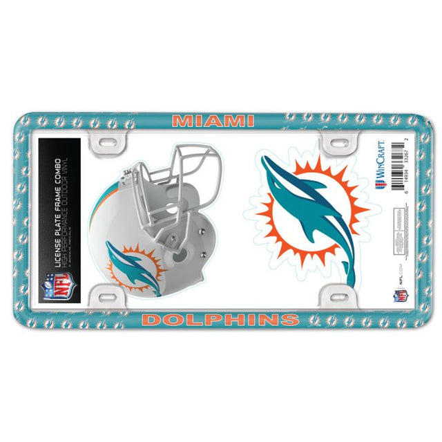 Miami Dolphins License Plate Thin Frame - Plastic w/Decal