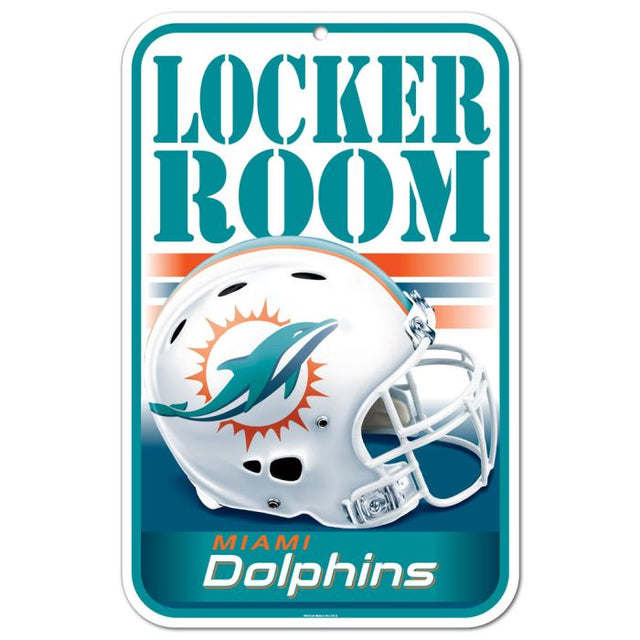 Letrero de plástico para vestuario de los Miami Dolphins, 11" x 17"