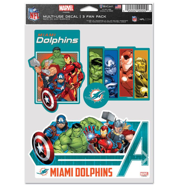 Paquete multiusos para 3 fanáticos de Marvel (C) 2021 de los Miami Dolphins/Marvel