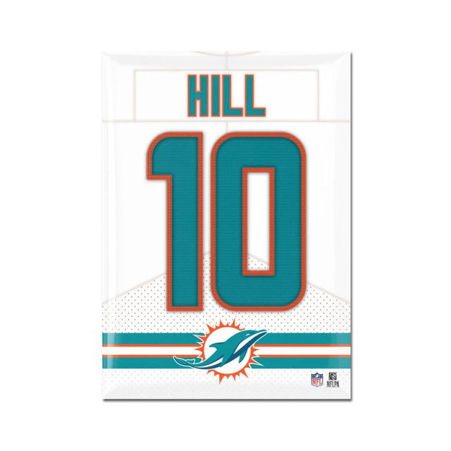 Imán de metal de los Miami Dolphins de 2,5" x 3,5" Tyreek Hill