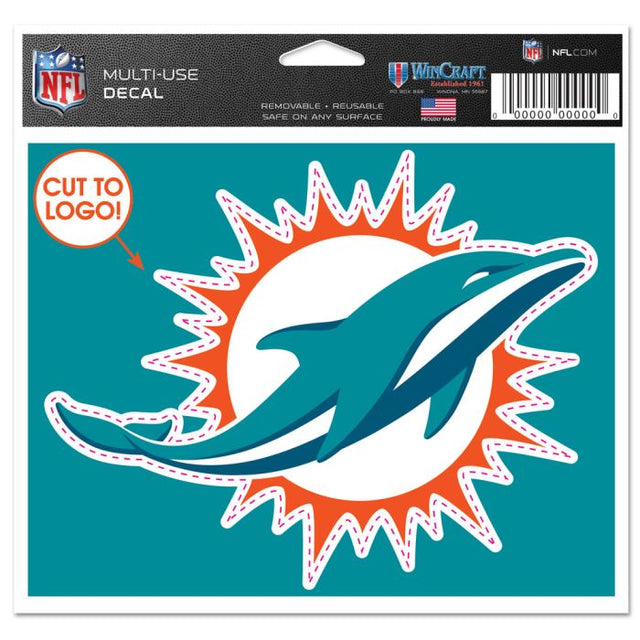 Calcomanía multiusos de los Miami Dolphins: logotipo recortado de 5" x 6"