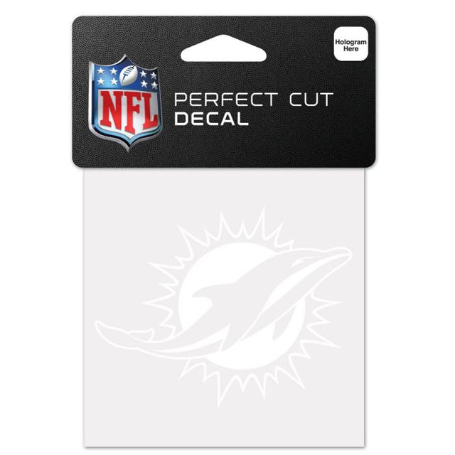 Calcomanía blanca de corte perfecto de los Miami Dolphins de 4" x 4"