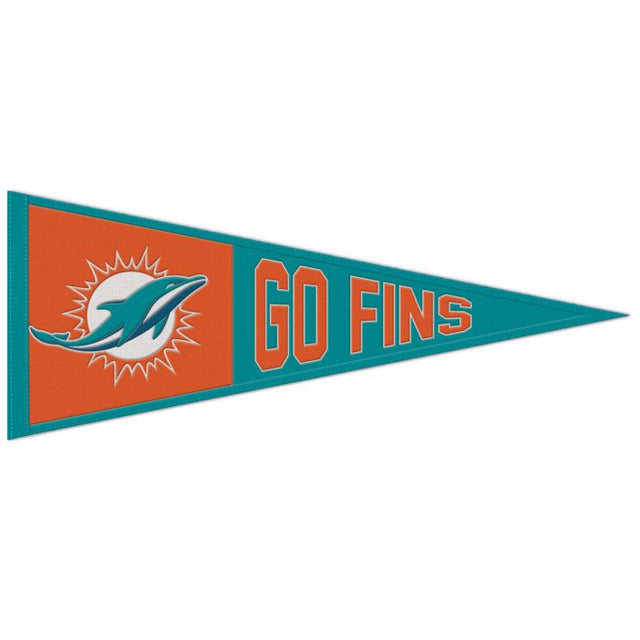 Banderín de lana con el eslogan de los Miami Dolphins, 13" x 32"