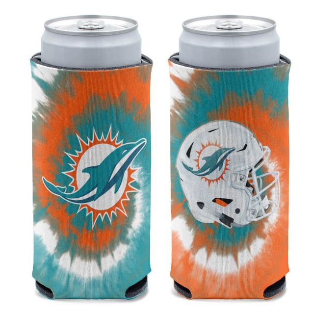 Enfriador de latas delgado de 12 oz con teñido anudado de los Miami Dolphins