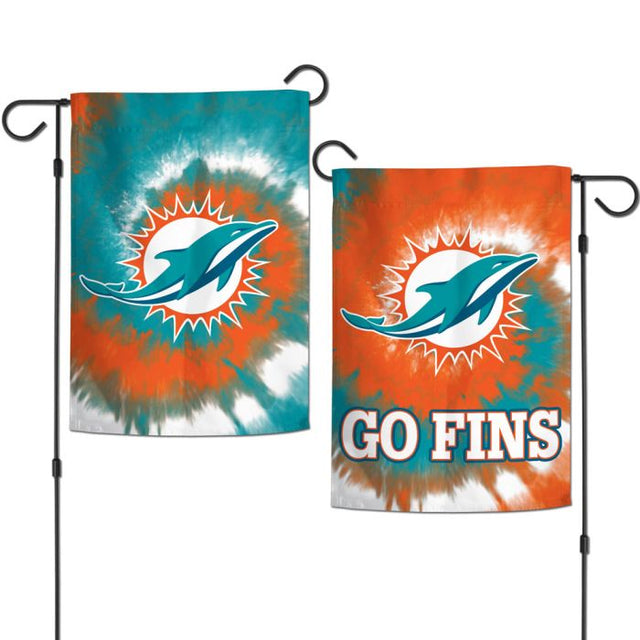 Banderas de jardín teñidas con motivos de los Miami Dolphins, de 2 lados, 12,5" x 18"