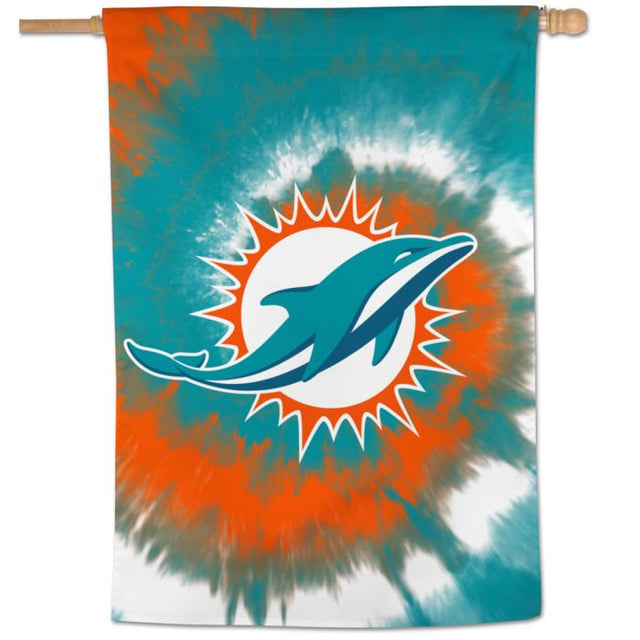 Bandera vertical teñida de los Miami Dolphins de 28" x 40"