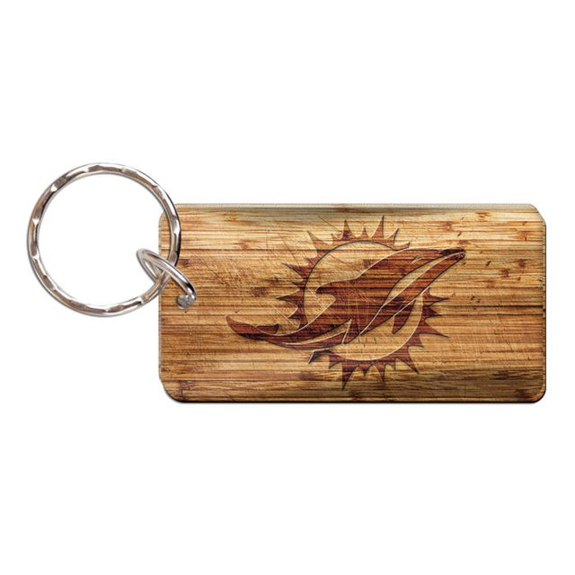 Miami Dolphins WOOD Keychain Rectangle