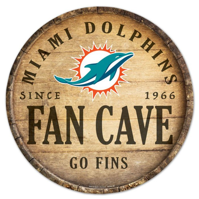 Letrero de madera de los Miami Dolphins, 14" redondo