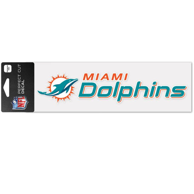 Calcomanías de corte perfecto con diseño de marca denominativa de los Miami Dolphins de 3" x 10"