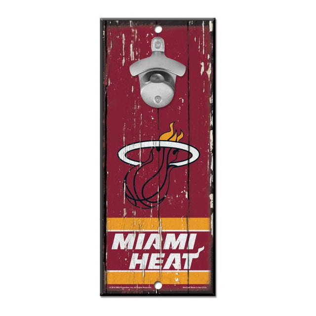 Letrero destapador de botellas de Miami Heat de 5 x 11 pulgadas