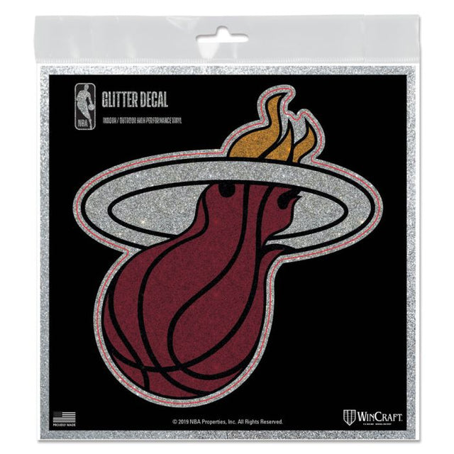 Calcomanía con purpurina de Miami Heat de 6" x 6"