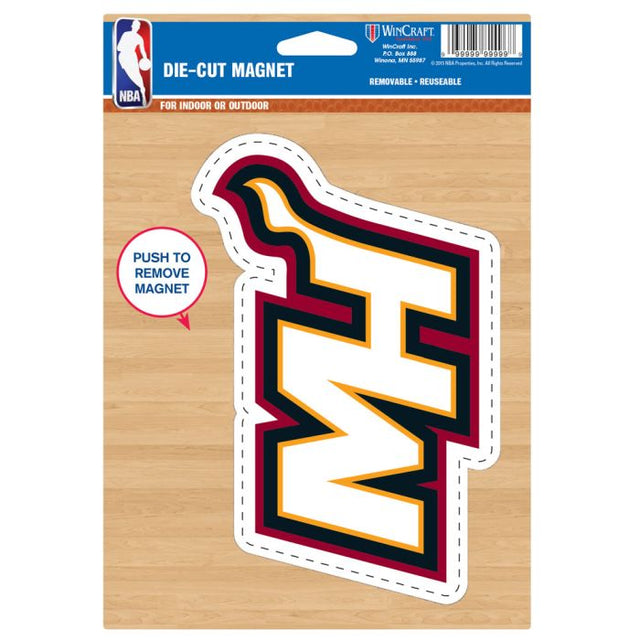 Imán troquelado con el logotipo de Miami Heat, 6,25" x 9"