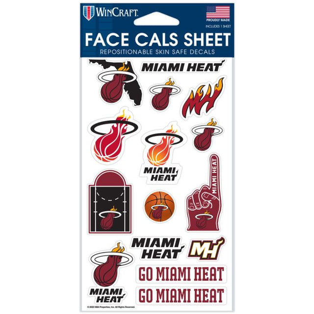 Calcomanías faciales de Miami Heat de 4" x 7"