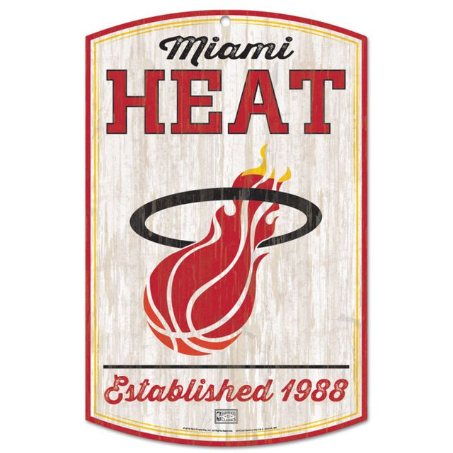 Letrero de madera de los Miami Heat Hardwoods de 11" x 17" y 1/4" de grosor