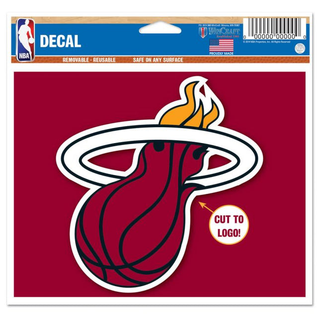 Calcomanía multiusos de Miami Heat: cortada con el logotipo, 5" x 6"