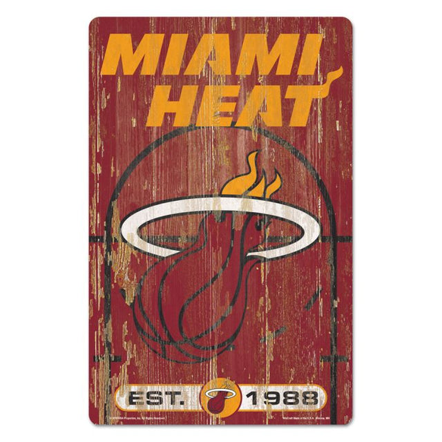 Letrero de madera con el lema de los Miami Heat, 11" x 17", 1/4" de grosor