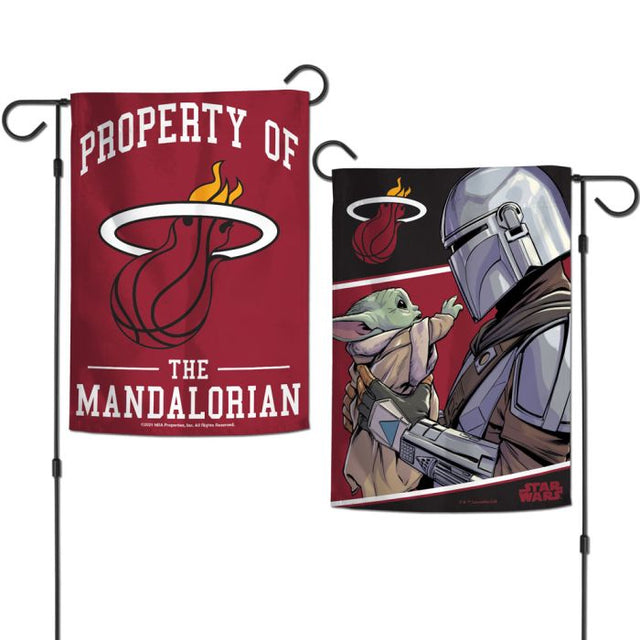 Banderas de jardín de Miami Heat/Star Wars Mandalorian de 2 lados, 12,5" x 18"