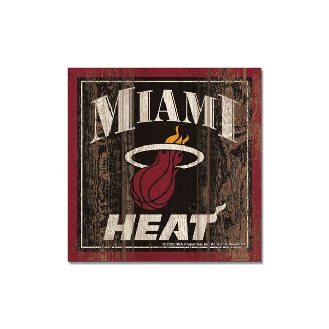 Imán de madera de los Miami Heat de 3" x 3"