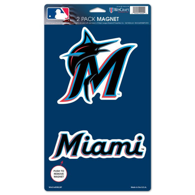 Paquete de 2 imanes de los Miami Marlins de 5" x 9"