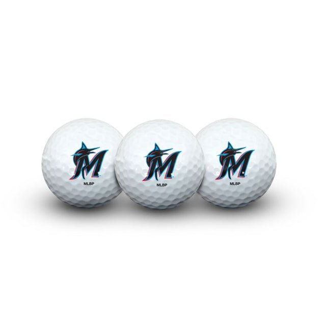 3 pelotas de golf de los Miami Marlins en estuche tipo concha