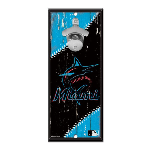 Miami Marlins Bottle Opener Sign 5x11