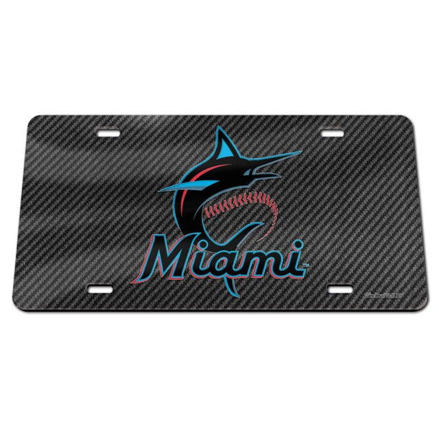 Miami Marlins CARBON Specialty Acrylic License Plate