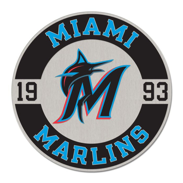 Tarjeta de joyería con pin esmaltado de colección con el logotipo de Miami Marlins CIRCLE ESTABLISHED