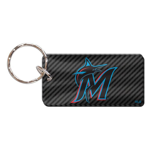 Llavero rectangular de carbono de los Miami Marlins