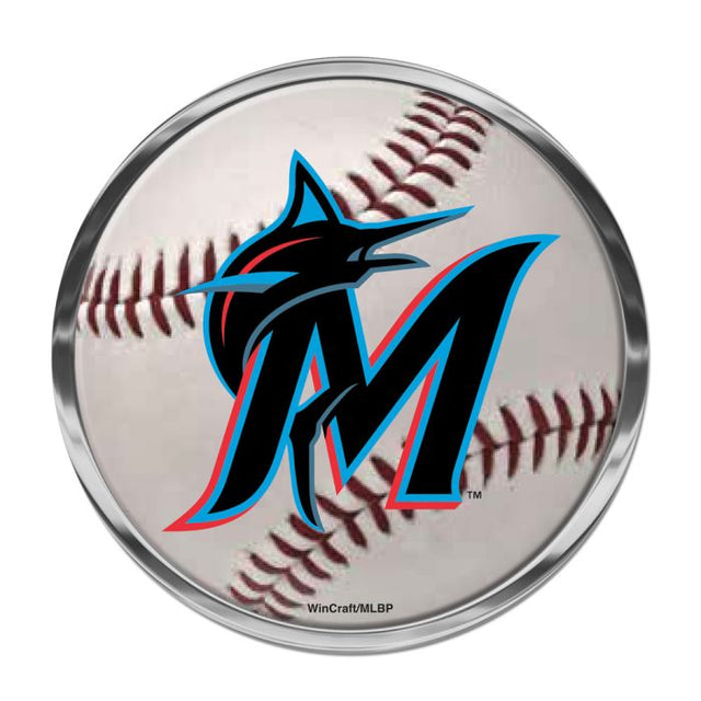 Emblema de metal cromado abovedado de los Miami Marlins