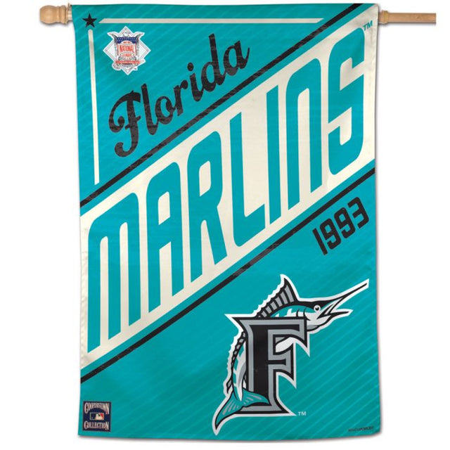 Bandera vertical de Cooperstown de los Miami Marlins y Cooperstown de 28" x 40"