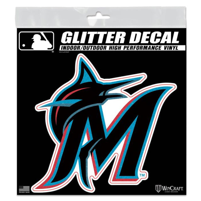 Miami Marlins Decal Glitter 6" x 6"