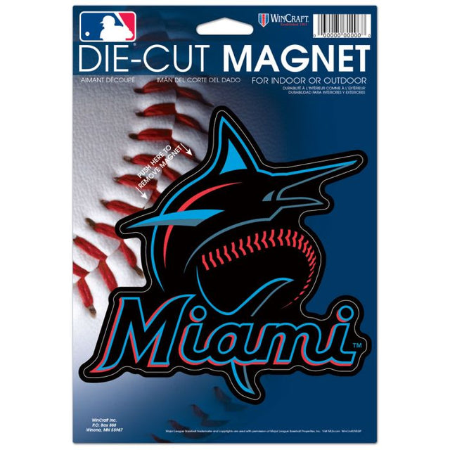 Imán troquelado con el logotipo de los Miami Marlins, 6,25" x 9"