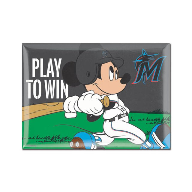 Imán de metal de los Miami Marlins y Mickey Mouse de Disney, 2,5" x 3,5"