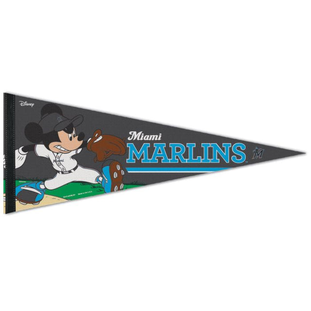 Banderín premium de los Miami Marlins y Disney Mickey Mouse de 12" x 30"