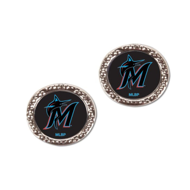 Pendientes de joyería de los Miami Marlins en cartulina redonda