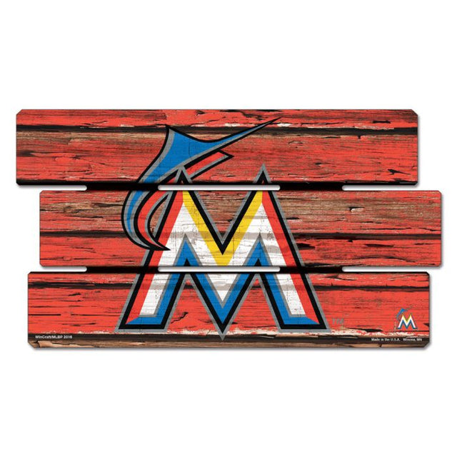 Letrero de madera con la leyenda "FENCE" de los Miami Marlins, 14" x 25", 3/8" de grosor