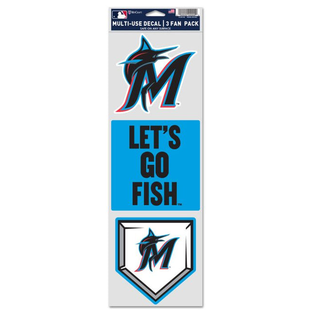 Calcomanías para fanáticos de los Miami Marlins de 3,75" x 12"