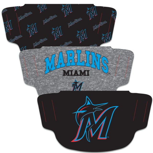 Paquete de 3 mascarillas faciales para fanáticos de los Miami Marlins